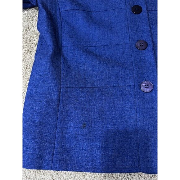 HENRY LEE Vintage Blazer Skirt Suit Set Cobalt Blue Sz Petite 12 Office READ - Picture 9 of 16